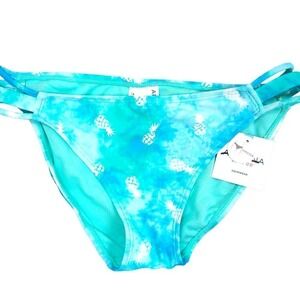 NWT Arizona Women Size M Blue Tie Dye Pineapple Hipster Bikini Swim Bottoms